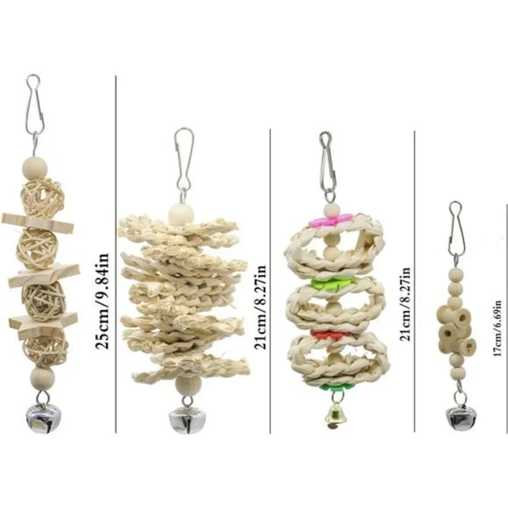 7 Packs Bird Parrot Swing Chewing Toys-Hanging Bell Bird Cage Toys for Parakeets